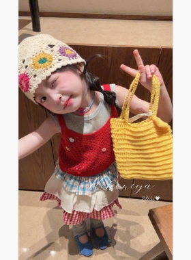 Spring韩国童装2026夏季新款宝宝多巴胺针织衫吊带套装女童两件套