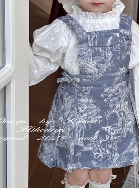 Spring韩国童装2025年春季宝宝韩版复古衬衫背带裙套装女童两件套