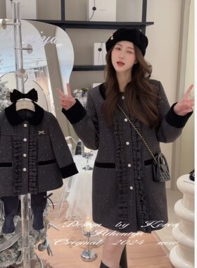 Spring韩国童装2024年冬季亲子款小香90白鸭绒羽绒服女童保暖外套