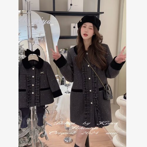 Spring韩国童装2024年冬季亲子款小香90白鸭绒羽绒服女童保暖外套