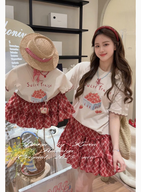 Spring韩国童装2025年春夏新款亲子卡通动漫甜美韩版短袖女童T恤