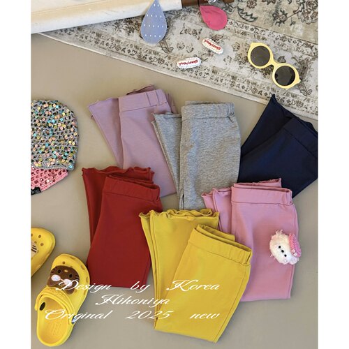 Spring韩国童装2025年夏季新款女宝纯色休闲韩版喇叭裤女童九分裤