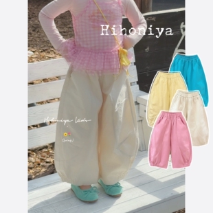 Spring韩国童装2026年春季新款宝宝糖果色纯棉宽松长裤女童休闲裤