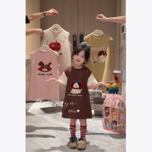 Spring韩国童装2026年春季新款宝宝卡通针织无袖背心裙女童连衣裙