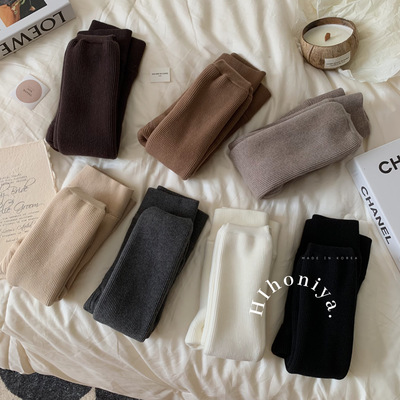 Spring韩国童装2024冬季加绒加厚打底裤女童保暖休闲直筒连脚裤袜