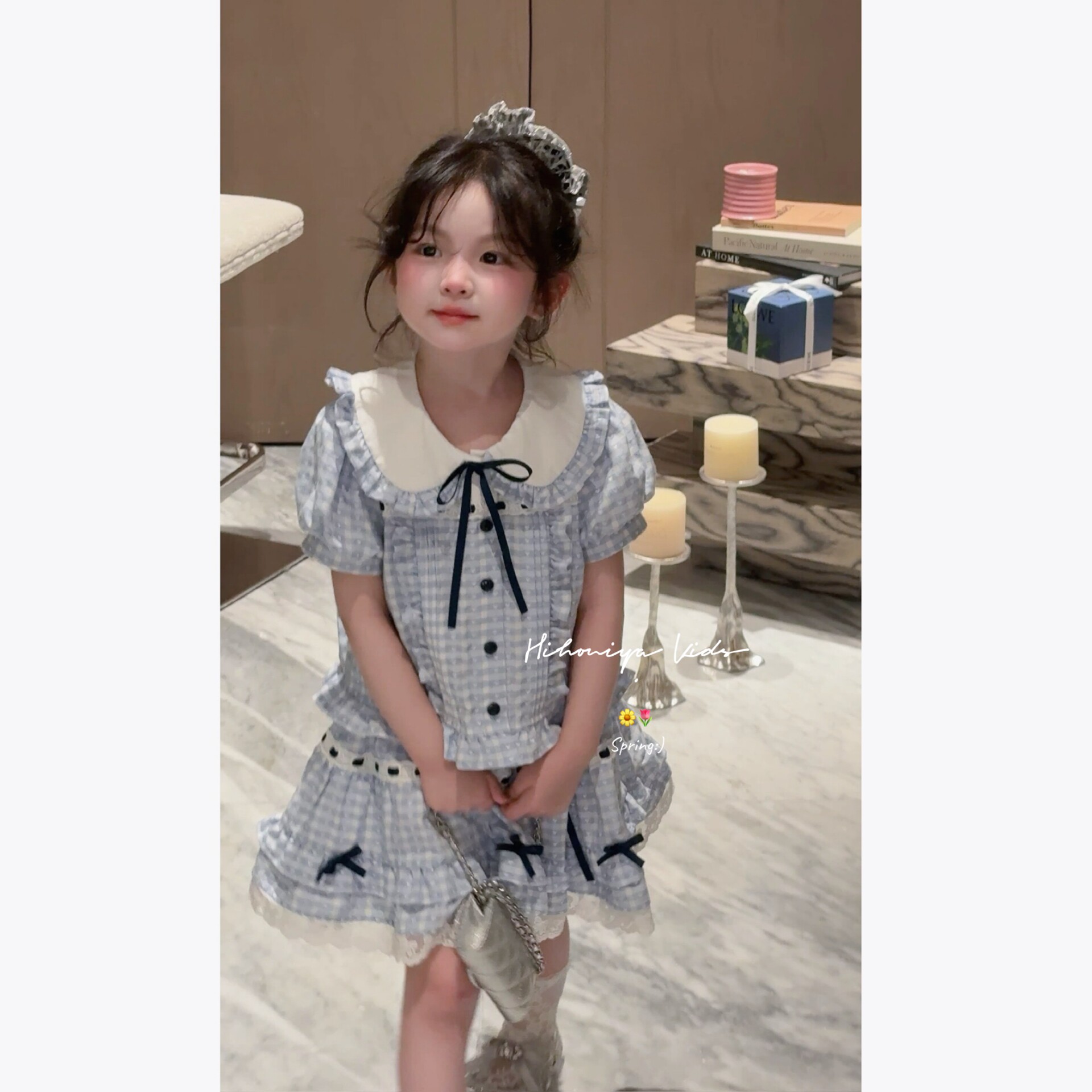 Spring韩国童装2026年夏季新款宝宝可爱泡泡袖衬衫两件套女童套装
