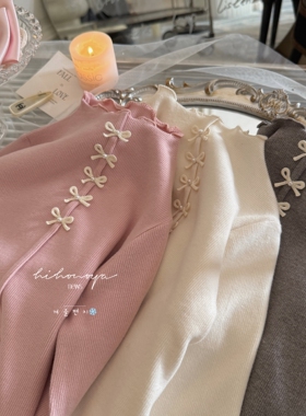 Spring韩国童装2025冬季新款亲子蝴蝶木耳半高领打底衫女童针织衫