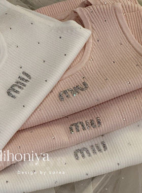 Spring韩国童装春季儿童字母烫钻亲子针织小背心吊带韩版女童内搭