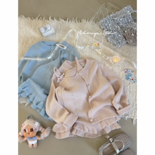 套装 Spring韩国童装 亲子荷叶边吊带开衫 新款 女童两件套 2026年春季