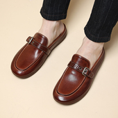 新款 包头鞋 男士 水洗马皮凉鞋 夏季 一脚蹬懒人鞋 凉拖鞋 无跟拖鞋 软底