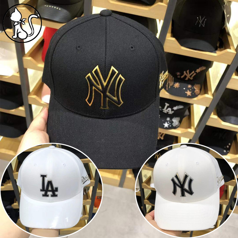 MLB帽子韓國專櫃正品EXO燦烈同款洋基隊NY金標男女彎檐遮陽棒球帽在類目 服飾配件/皮帶/帽子/圍巾, 帽子中 - 來自Buy2taobao.com提供專業的淘寶代購服務