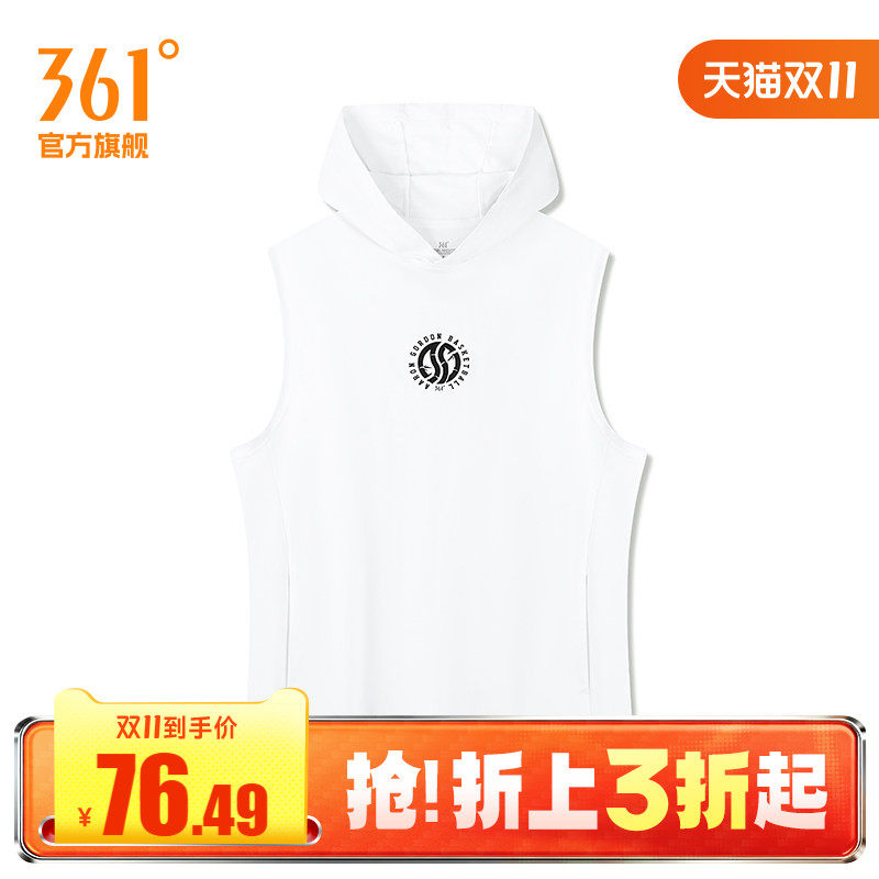 361运动t恤男夏季阿隆戈登连帽无袖背心篮球服上衣针织连帽背心