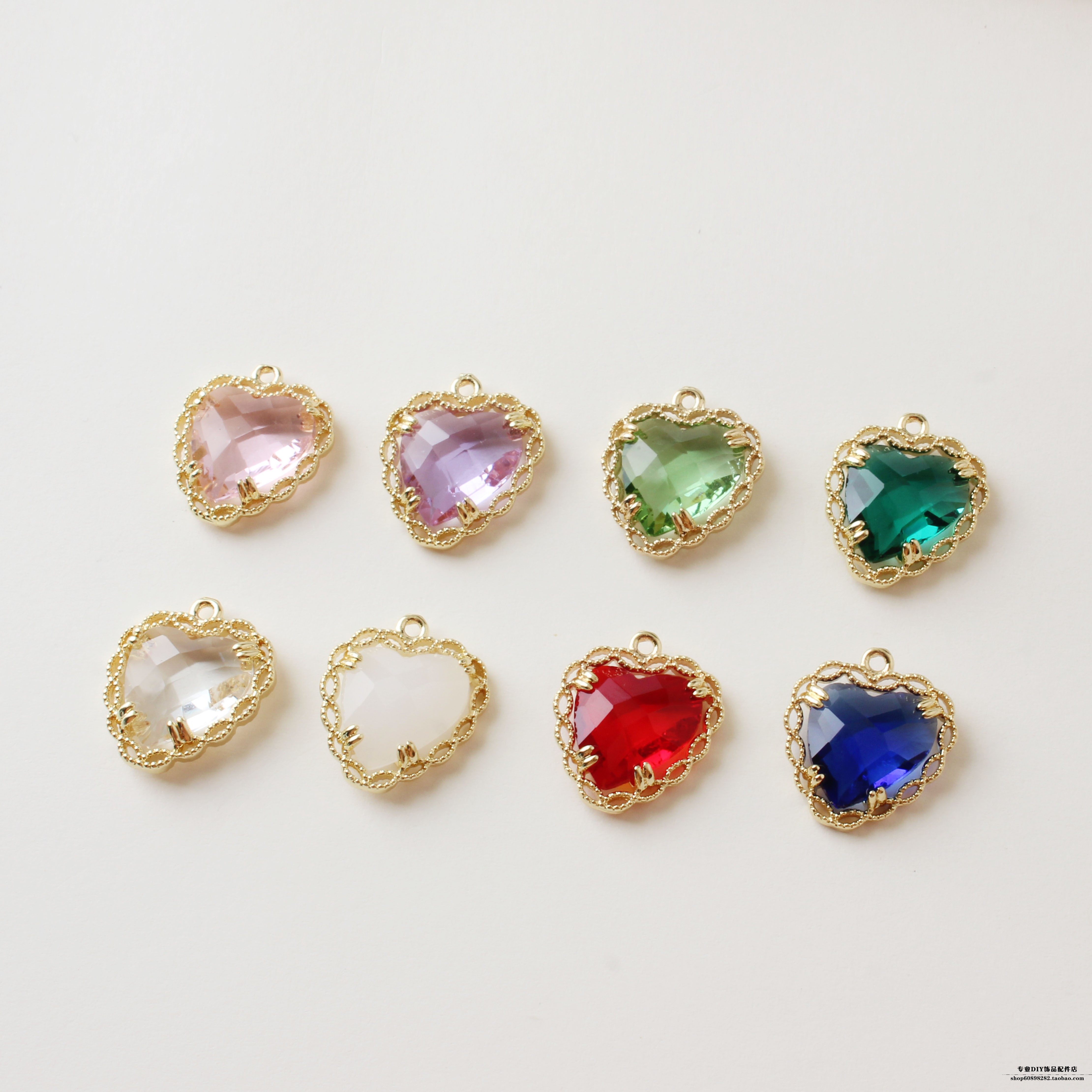 花边歪桃心吊坠铜材质保色电镀diy材料配件