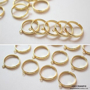 铜镀14K真金色戒指带圈diy手工饰品戒指配件