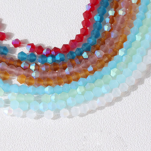 4mm磨砂镀彩捷克菱形珠菱形水晶DIY串珠法绣服装辅手作手工配件