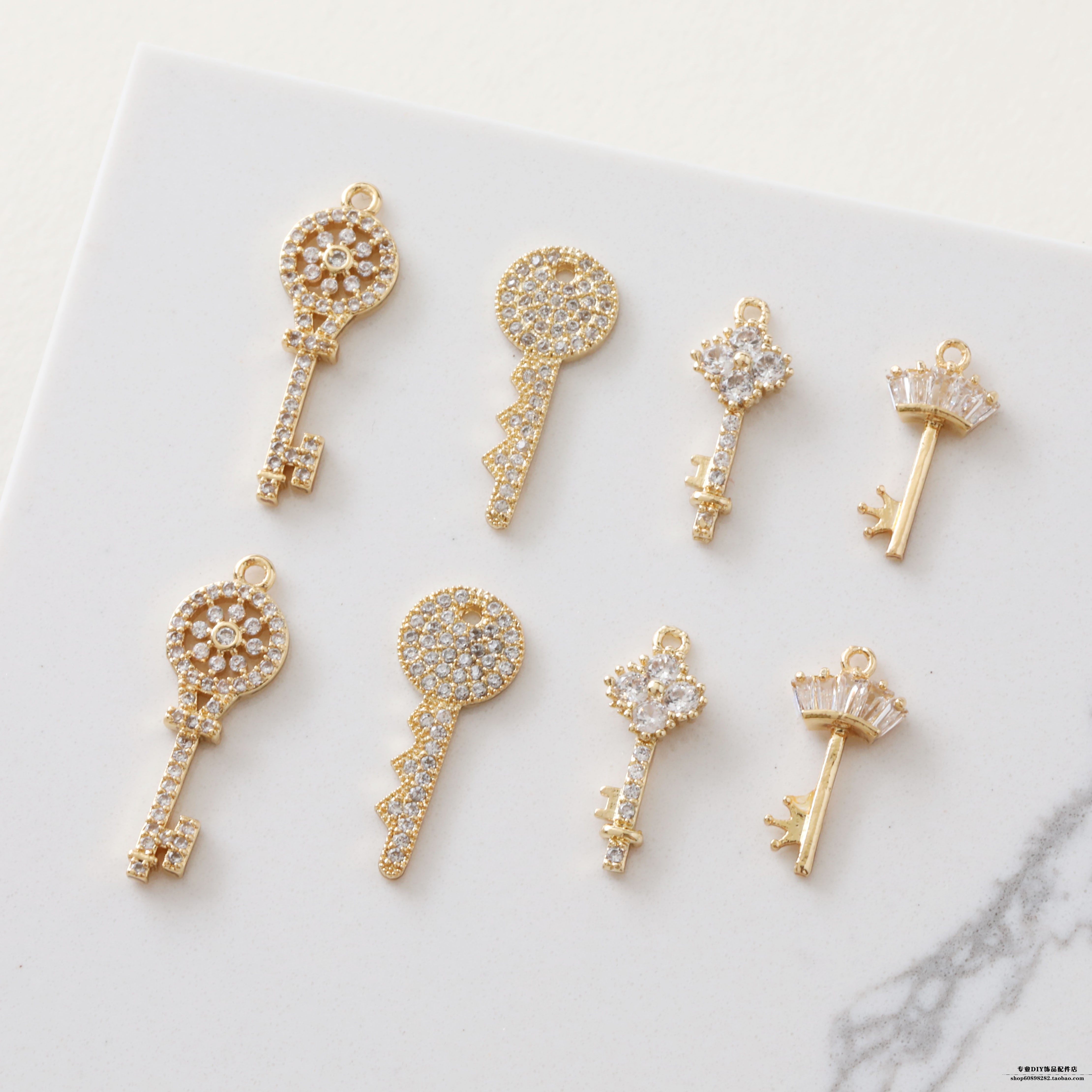 14K包金迷你小巧各种钥匙合集铜镶锆石水钻diy串珠耳饰项链吊坠,饰品/流行首饰/时尚饰品新,其他DIY饰品配件,淘宝优惠券,粉丝福利购,淘宝优惠卷