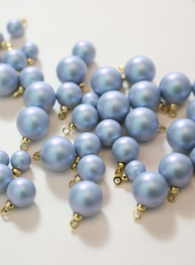 铜镀14k金色带吊帽盖高级感蓝色贝珠6mm8mm10mmdiy手链耳饰珠子