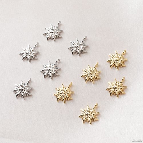 14K包金电镀小太阳吊坠diy耳饰线路材料配件