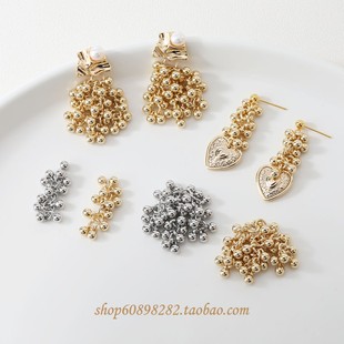 电镀真金保色金色圆珠葡萄串珠diy耳饰手作材料配件吊坠