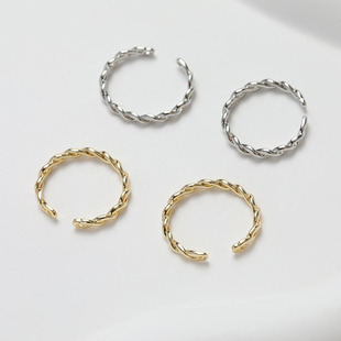 14K电镀真金保色麻花开口戒指diy手作串珠戒指材料配件