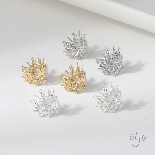 14K电镀真金保色百搭绒毛羽毛烟花耳钉diy手作耳饰材料配件
