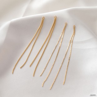 14K包金双条蛇骨链扁链流苏链条吊坠diy耳饰手作材料配件