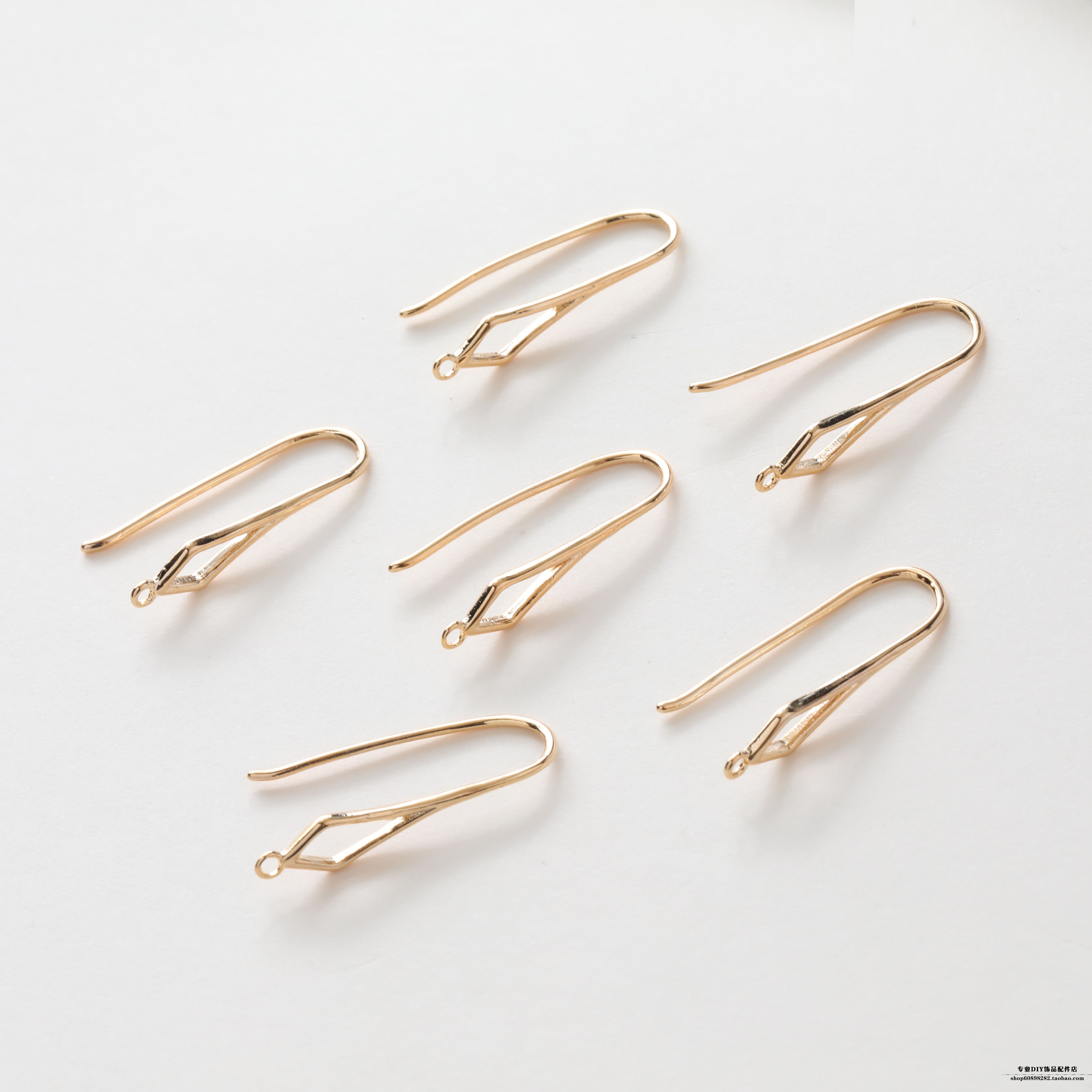 diy金色菱形镂空手作风耳勾