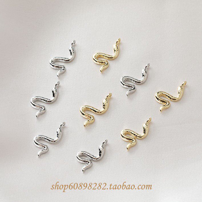 14k包金 铜镀真金 s蛇吊坠 diy手作耳饰耳钉环材料配件