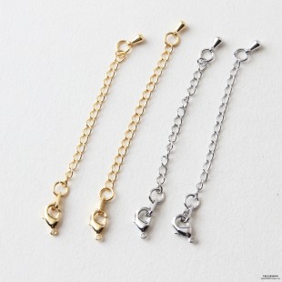 保色铜镀18K金 延长链带龙虾扣水滴吊坠 diy饰品配件