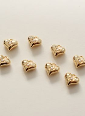 diy金色桃心珍珠项链耳饰吊坠