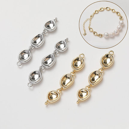 14K电镀真金保色双吊不规则圆diy手作项链手链材料配件