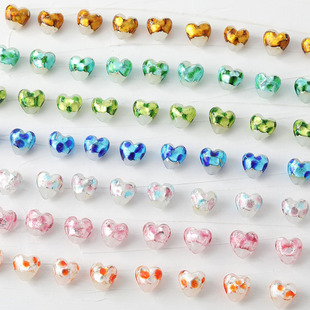 爱心琉璃银箔小清新色系直孔diy串珠手作项链手链耳饰材料配件