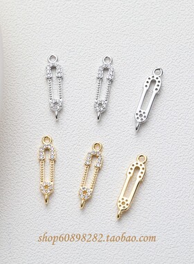 diy电镀镶锆石水晶项链小别针