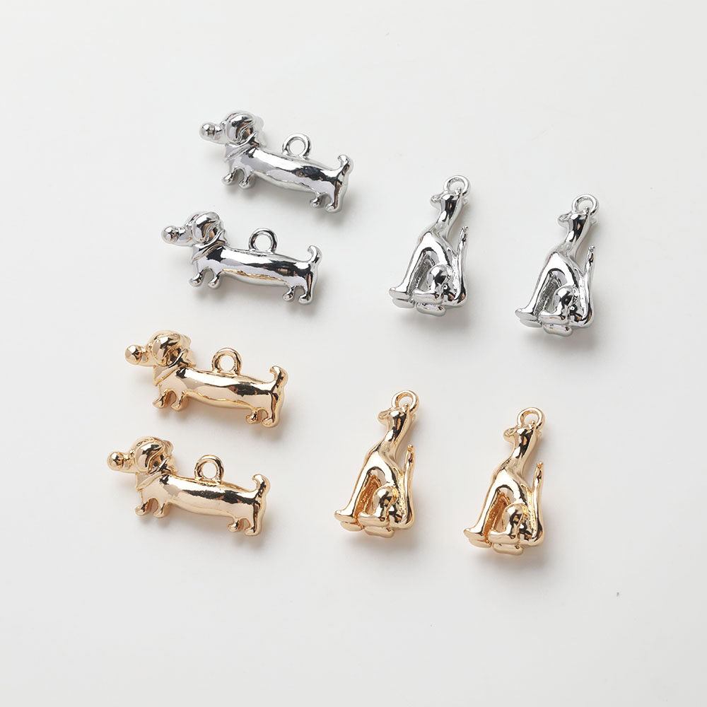 14K电镀真金保色光面实心腊肠狗细狗吊坠diy手作串珠项链手链材料