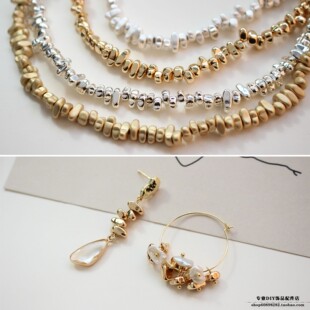 不规则异形电镀光面亚金KC金串珠手链耳饰材料配件