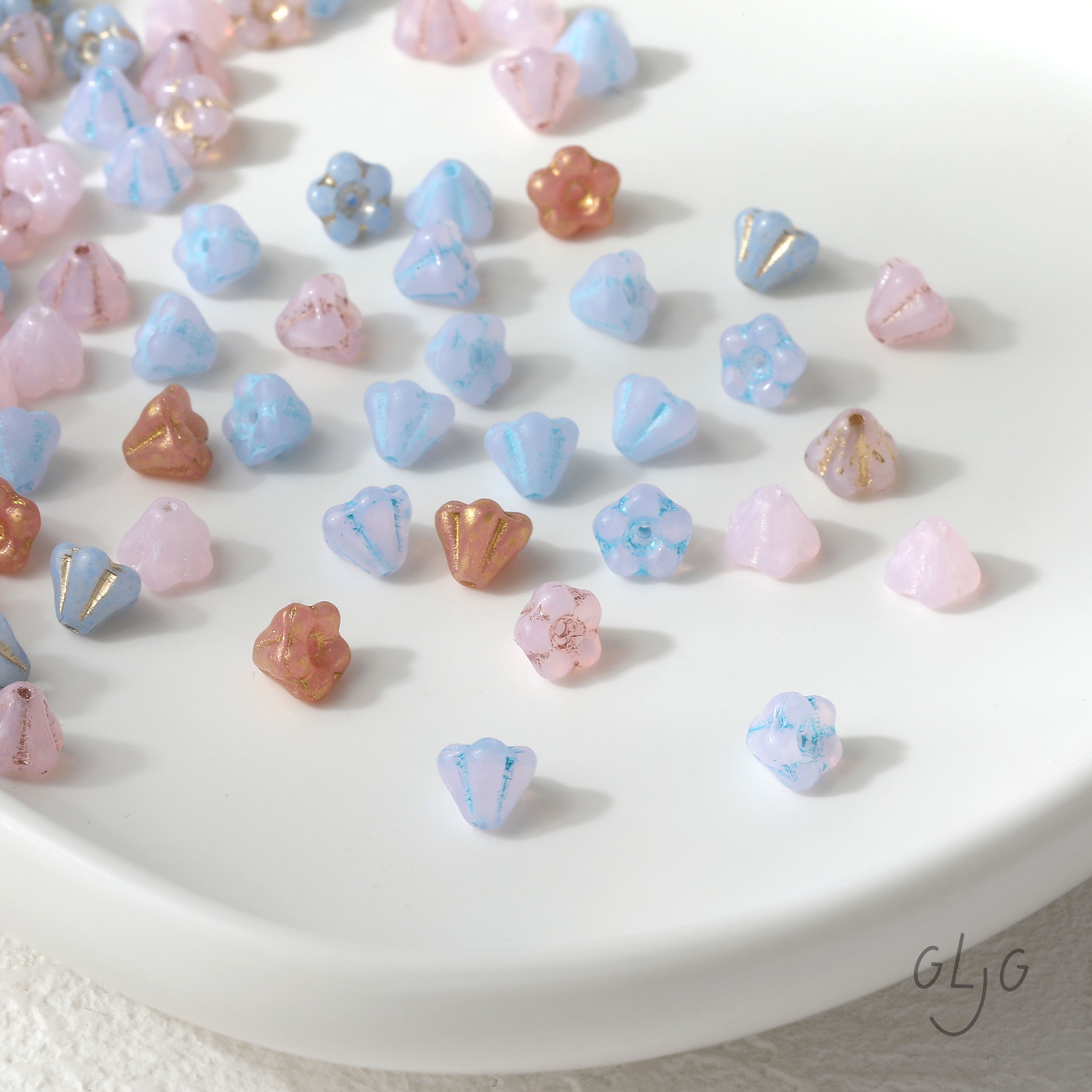 5*6mm进口捷克珠 清新小喇叭花苞铃兰花diy串珠吊坠手链材料配件