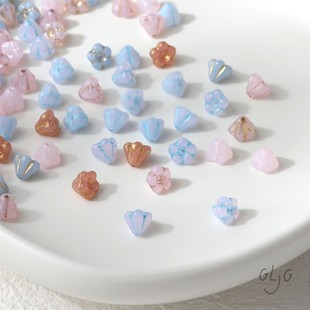 清新小喇叭花苞铃兰花diy串珠吊坠手链材料配件 6mm进口捷克珠