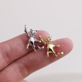 14K电镀真金保色猫咪吊坠diy手作耳饰手链材料配件