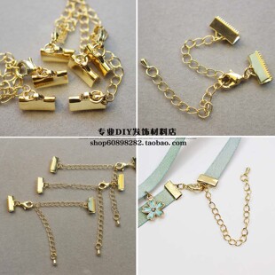 保色铜镀18K真金 一套光面马口夹马仔choker项圈颈链diy材料配件