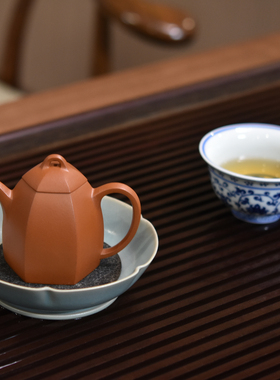 友兰轩 传统手工方器135CC 原矿40目生砂朱泥六方秦权紫砂壶