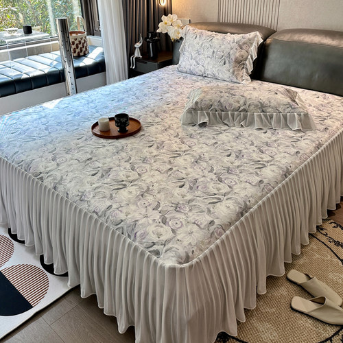 夏季冰丝凉席三件套冰丝席床裙款