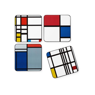 美国 MoMA 蒙得里安杯垫套装 Mondrian Coasters 4 个装