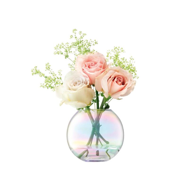 Pearl 彩虹玻璃花瓶 英国 LSA 进口手工制作圆形透明渐变鲜花插花