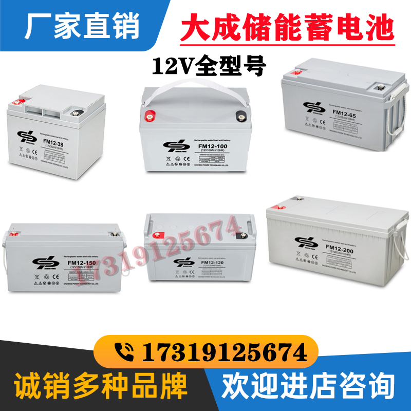 大成蓄电池FM12-10012V24/38AH65A100A150/200AH 铅酸储能UPS电源