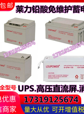 LOUPOWER莱力蓄电池6-GFM-65  12V65AH直流屏UPS电源24AH38AH100A