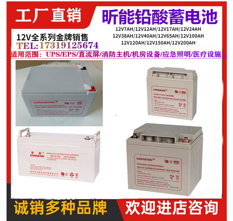 XINNENG蓄电池12v7AH12AH17AH24AH38AH65AH100AH消防/UPS电源