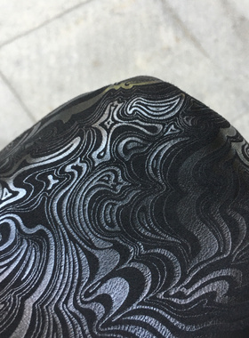 F5269黑色反绒唐草花纹羊皮真皮手工DIY皮料0.7mm软