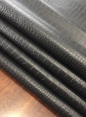 G11331黑色鳄鱼纹头层牛皮真皮手工DIY皮料1.6mm软