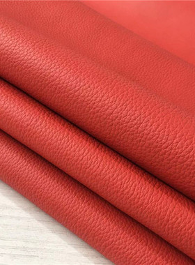 红色荔枝纹头层牛皮真皮手工DIY皮料1.57mmB2-292