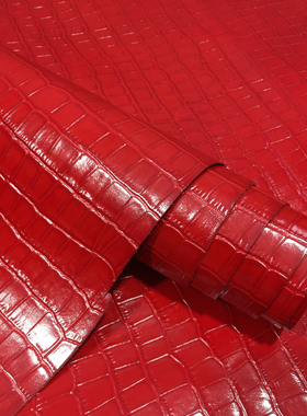 g12356红色竹节纹头层牛皮真皮手工DIY皮料0.9mm略挺